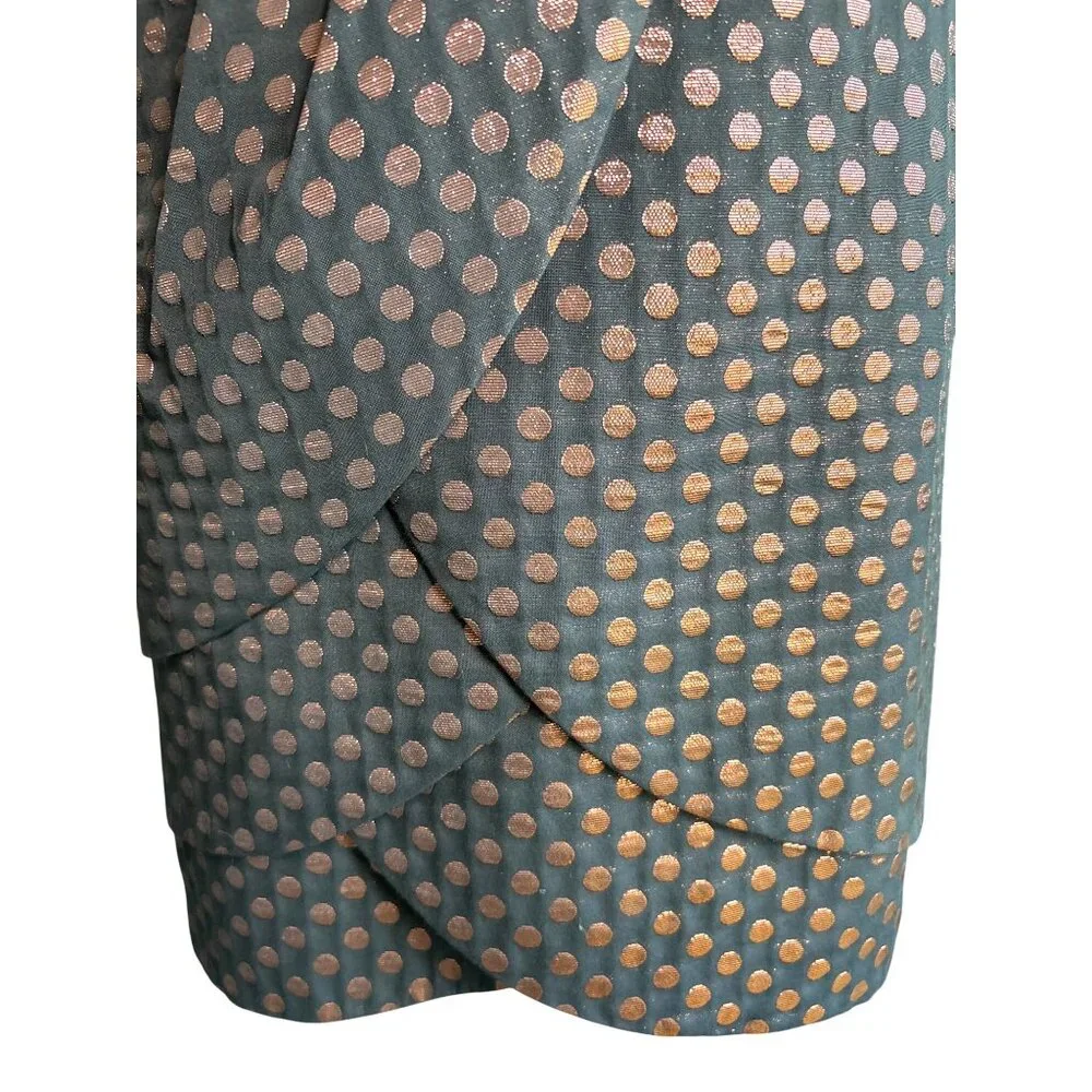 Eva Franco Skirt Anthropologie Size 8 Black‎ Bronze Metallic Polka Dots